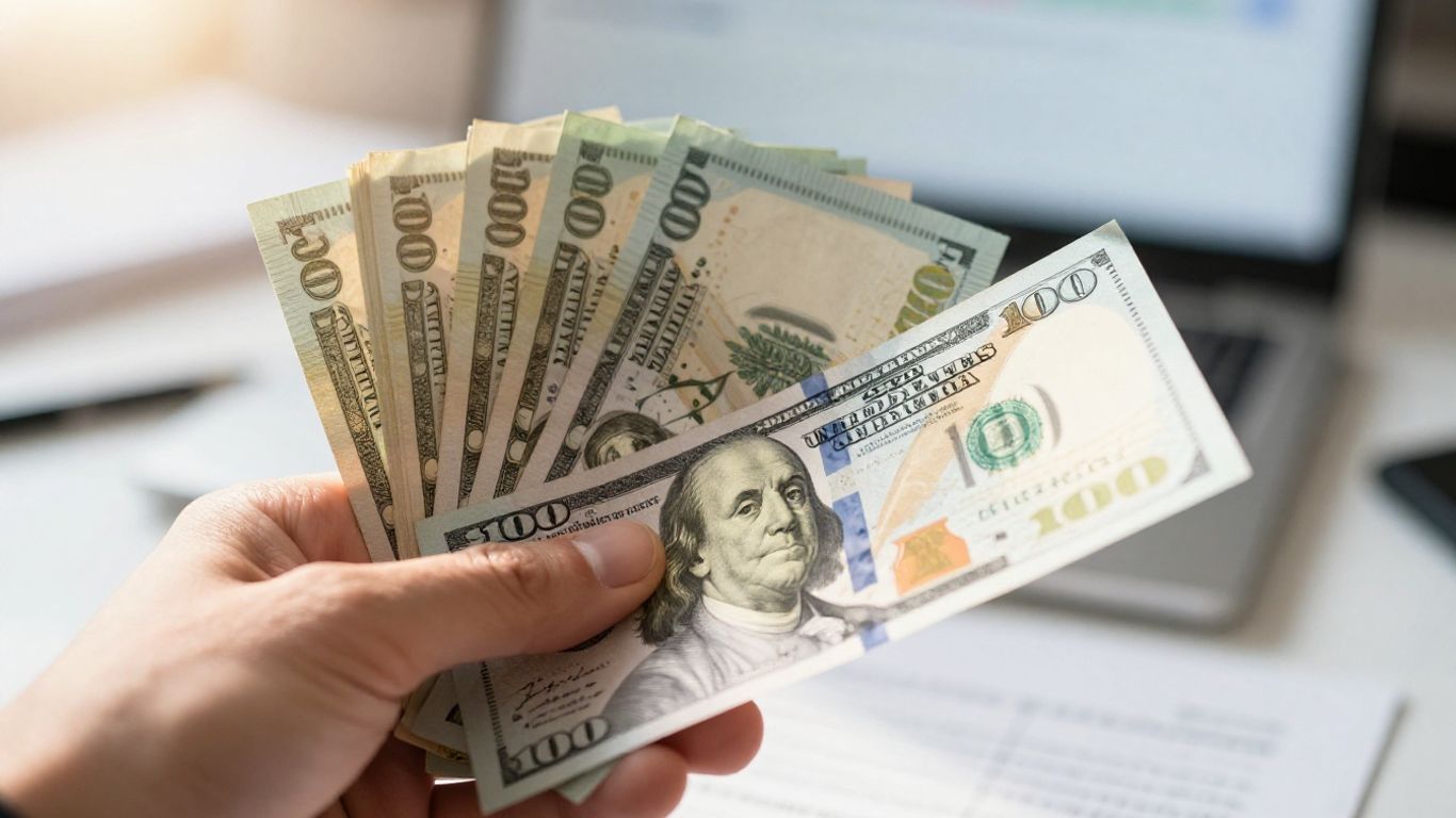 Hand holding money, trading success